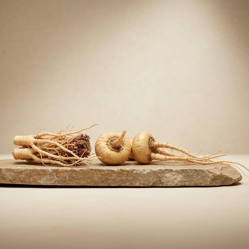 Rhodiola rosea and Maca root arrangement